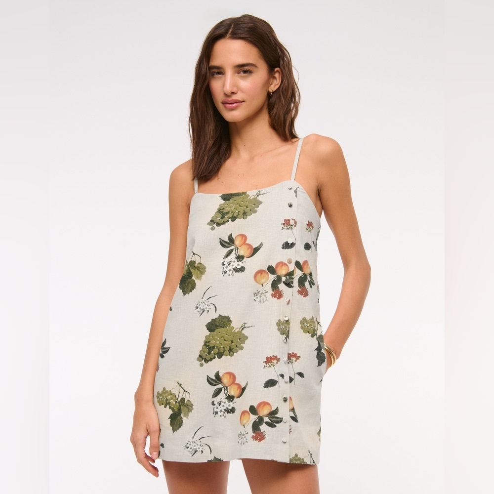 Abercrombie - Linen-Blend Button Skort - L - Tan Fruit